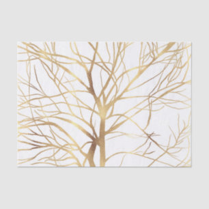 Moderne Gold Tree Silhouette Minimales Weißdesign Seidenpapier