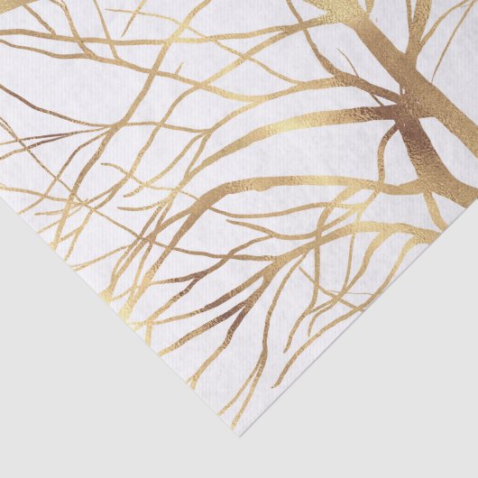 Moderne Gold Tree Silhouette Minimales Weißdesign Seidenpapier (Ausschnitt)