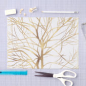 Moderne Gold Tree Silhouette Minimales Weißdesign Seidenpapier (Handwerk)