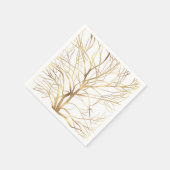 Moderne Gold Tree Silhouette Minimales Weißdesign Serviette (Ecke)