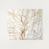 Moderne Gold Tree Silhouette Minimales Weißdesign Wandteppich (Vorderseite (Horizontal))