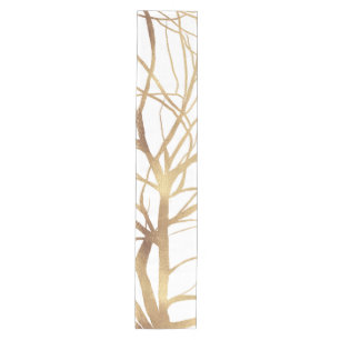 Moderne Gold Tree Silhouette Minimales Weißes Des Mittelgroßer Tischläufer