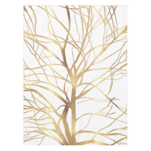 Moderne Gold Tree Silhouette Minimales Weißes Des Tischdecke