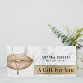 Moderne Gold Tropfen Lips Salon Geschenkgutscheine (Stehend Vorderseite)