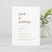 Moderne Gold Typografie Liebe ist Patient Save The Date (Stehend Vorderseite)