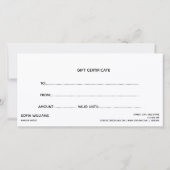 Moderne Gold Typografy Certificate - Geschenkkarte (Rückseite)