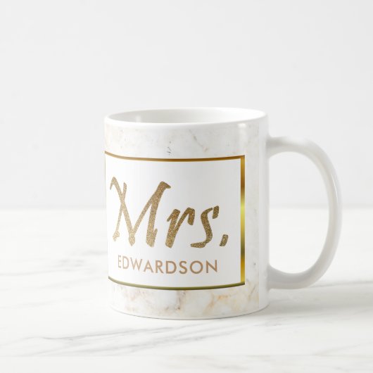 Moderne Gold- u. Marmor Frau personalisierte Kaffeetasse (Rechts)