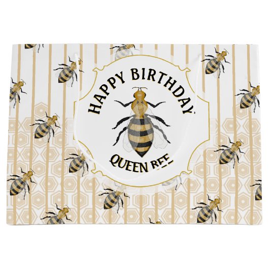 Moderne Gold- und Black Honey Bee Hive Große Geschenktüte (Vorderseite)