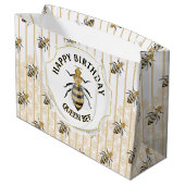 Moderne Gold- und Black Honey Bee Hive Große Geschenktüte (Rückseite Schrägansicht)