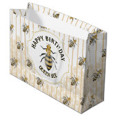 Moderne Gold- und Black Honey Bee Hive Große Geschenktüte (Vorderseite Schrägansicht)