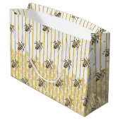 Moderne Gold- und Black Honey Bee Hive Große Geschenktüte (Rückseite Schrägansicht)