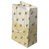Moderne Gold- und Black Honey Bee Hive Kleine Geschenktüte (Rückseite Schrägansicht)
