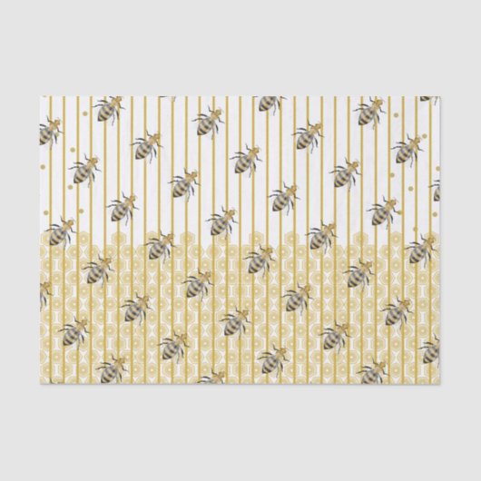 Moderne Gold- und Black Honey Bee Hive Seidenpapier (Vorderseite)