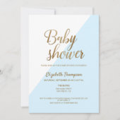 Moderne Gold und Blue Baby Boy Dusche Einladung Ca (Vorderseite)