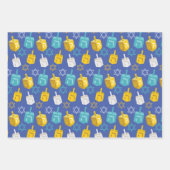 Moderne Gold- und Blue-Hanukkah-Dreidelsstars Geschenkpapier Set (Vorderseite 2)