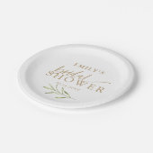 Moderne Gold- und Botanische Brautparty Pappteller (Schrägansicht)