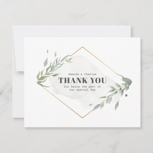 Moderne Gold- und Folienrahmen Dankeskarte (Vorderseite)