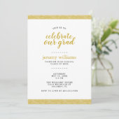 Moderne Gold- und Gray Graduation Party - Einladun Einladung (Stehend Vorderseite)
