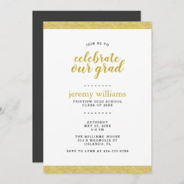 Moderne Gold- und Gray Graduation Party - Einladun Einladung