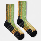 Moderne Gold- und Grünbäume im Wald Socken (Rechts)