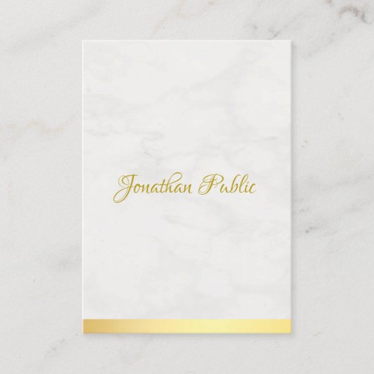 Moderne Gold und Marmor elegant handschriftlich Visitenkarte (Vorderseite)