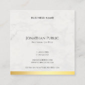 Moderne Gold und Marmor Eleganter Handschrift Text Quadratische Visitenkarte (Rückseite)