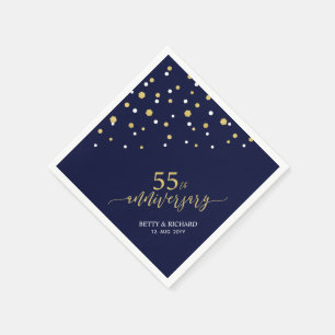 Moderne Gold- und Navy-55-Jahres-Jubiläums-Partyse Serviette