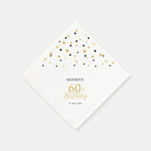 Moderne Gold- und schwarze 60. Geburtstagsfeier Se Serviette