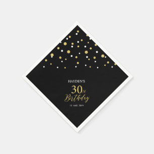 Moderne Gold- und schwarze Geburtstagsfeier-Napkin Serviette