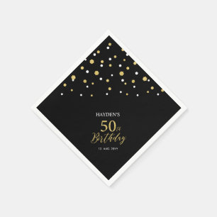 Moderne Gold- und schwarze Geburtstagsfeier-Napkin Serviette