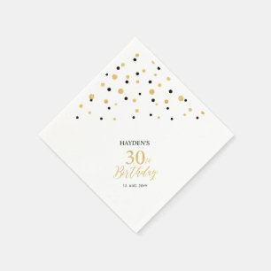 Moderne Gold- und schwarze Servietten für die 30. 