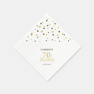 Moderne Gold- und schwarze Servietten zum 70. Gebu