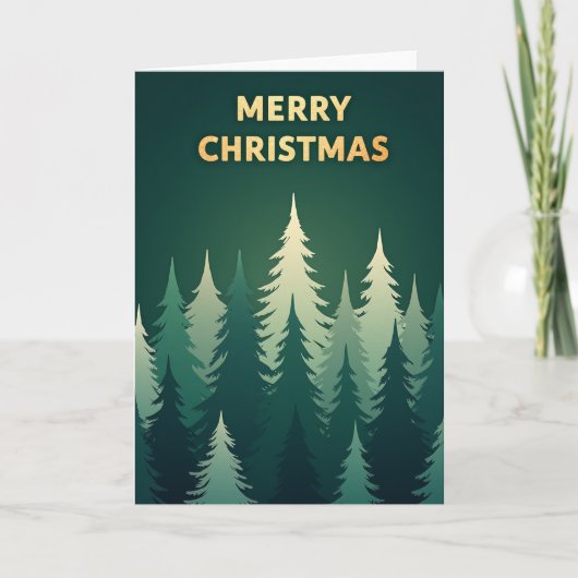 Moderne Gold- und Waldweihnachtskarte Karte (Vorderseite)