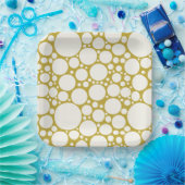 Moderne Gold- und Weiß-Champagnerbläschen Pappteller (Party)