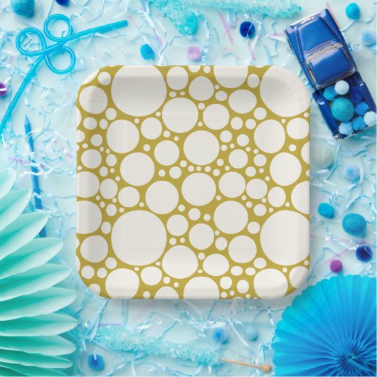 Moderne Gold- und Weiß-Champagnerbläschen Pappteller (Party)