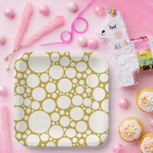 Moderne Gold- und Weiß-Champagnerbläschen Pappteller (Party)