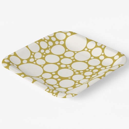 Moderne Gold- und Weiß-Champagnerbläschen Pappteller (Gewinkelt)