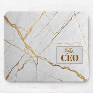 Moderne Gold- und Weißmarmor-Luxus minimalistisch Mousepad