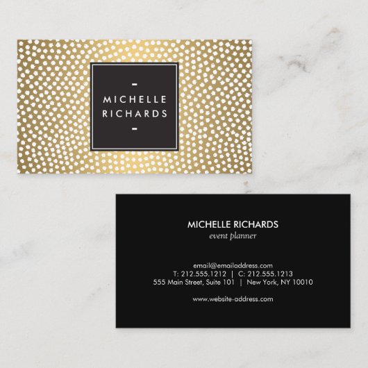 Moderne Gold- und White Confetti Dots Business Car Visitenkarte (Vorne/Hinten)
