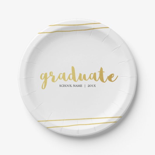Moderne Gold- und White-Graduate-Paper-Teller Pappteller (Vorderseite)