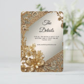 Moderne Gold Verziert-Blumen-Detailkarte Begleitkarte (Stehend Vorderseite)