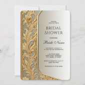 Moderne Gold Verziert Bridal Dusche Einladung (Vorderseite)