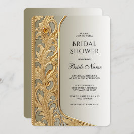Moderne Gold Verziert Bridal Dusche Einladung