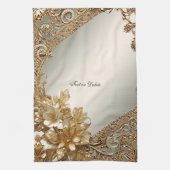 Moderne Gold Verziert Floral Kitchetücher Geschirrtuch (Vertikal)