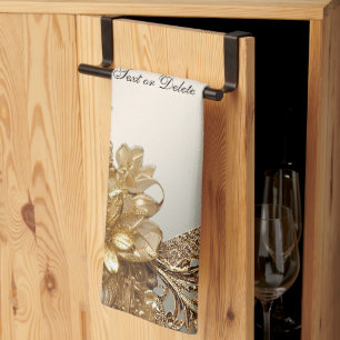 Moderne Gold Verziert Floral Kitchetücher Geschirrtuch