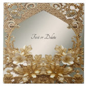 Moderne Gold Verzierte Keramik Fliese (Vorderseite)