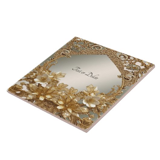 Moderne Gold Verzierte Keramik Fliese (Seite)