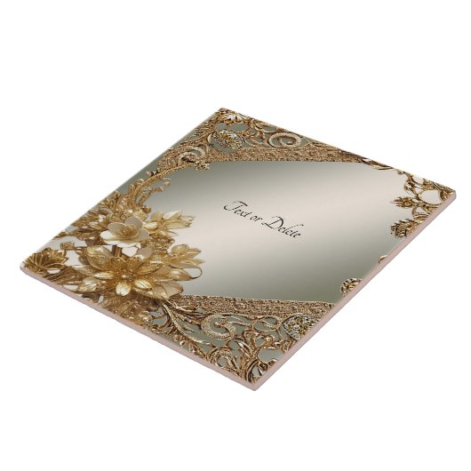 Moderne Gold Verzierte Keramik Fliese (Seite)