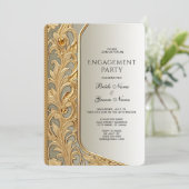 Moderne Gold Verzierte Verlobung Einladung (Stehend Vorderseite)