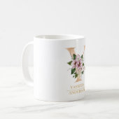 Moderne Gold Watercolor Blume Letter Y | Monogramm Kaffeetasse (Vorderseite Links)